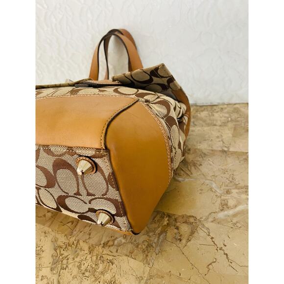 Coach Signature Hampton kakhi/brown Flap Bag F13070 Satchel/Carryall - Picture 7 of 10